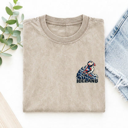 Iceland Country Pride Left Chest Vintage T-shirt – Off White