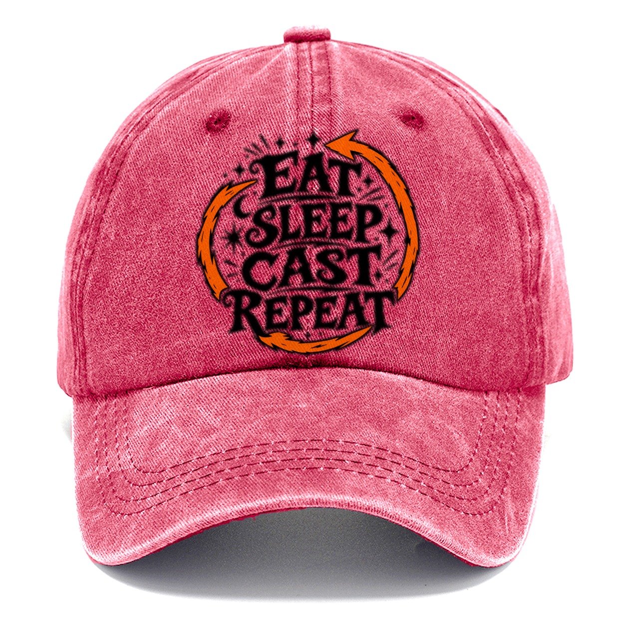 Eat Sleep Cast Repeat Slogan Witch Magic Classic Cap – Pomegranate Blush