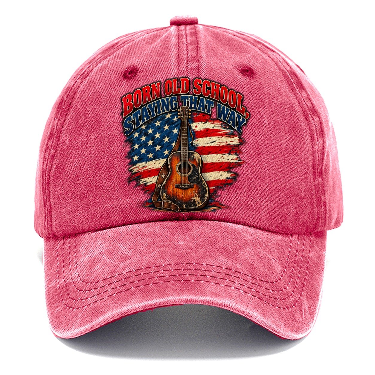 Born Old School Staying That Way Old Man Strong Classic Cap – Pomegranate Blush