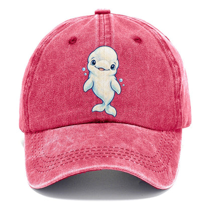 Beluga Whale Front Smile Sea Sprite Classic Cap – Pomegranate Blush