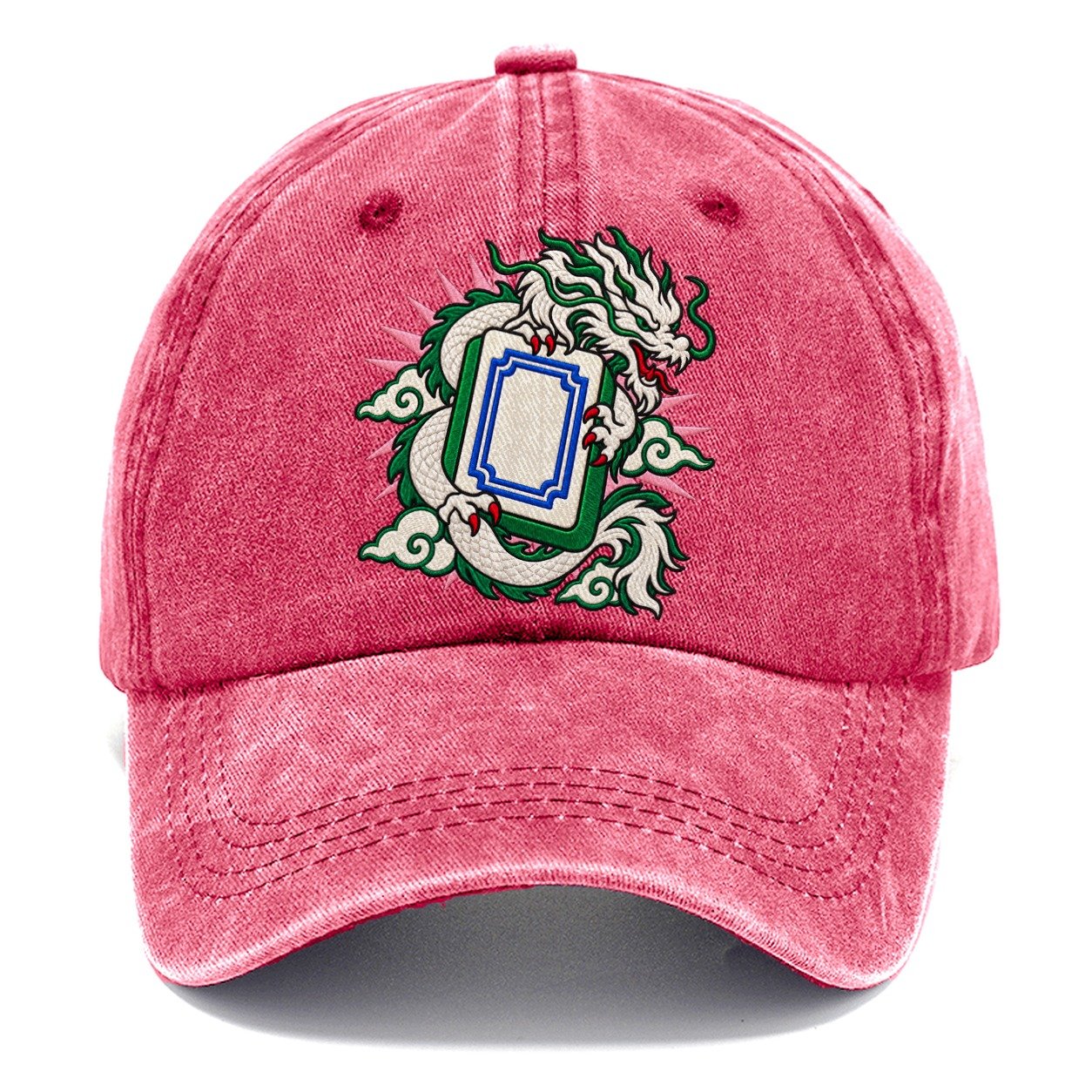 White Dragon Mahjong Game Night Classic Cap – Pomegranate Blush