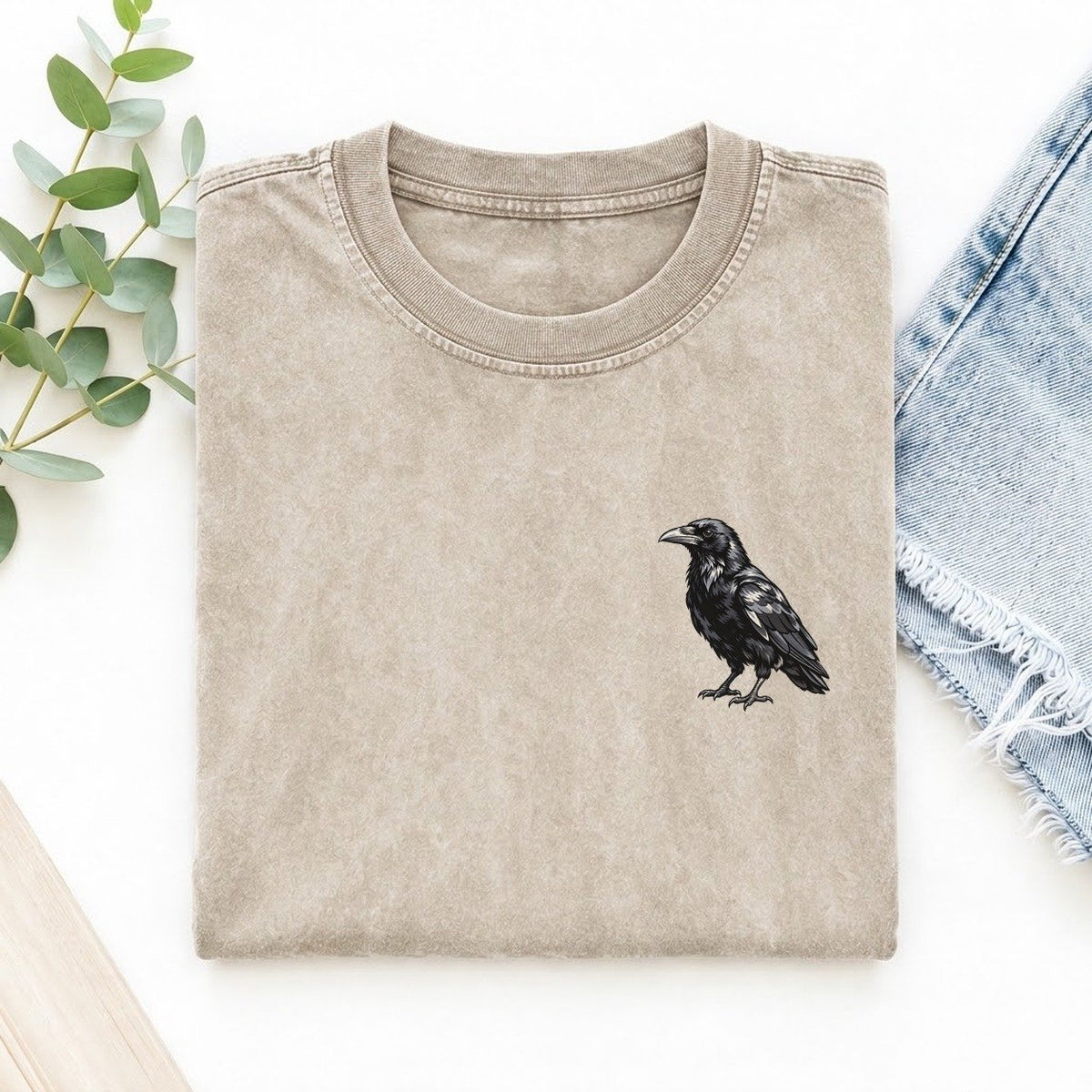 Raven Left Chest Vintage T-shirt – Off White