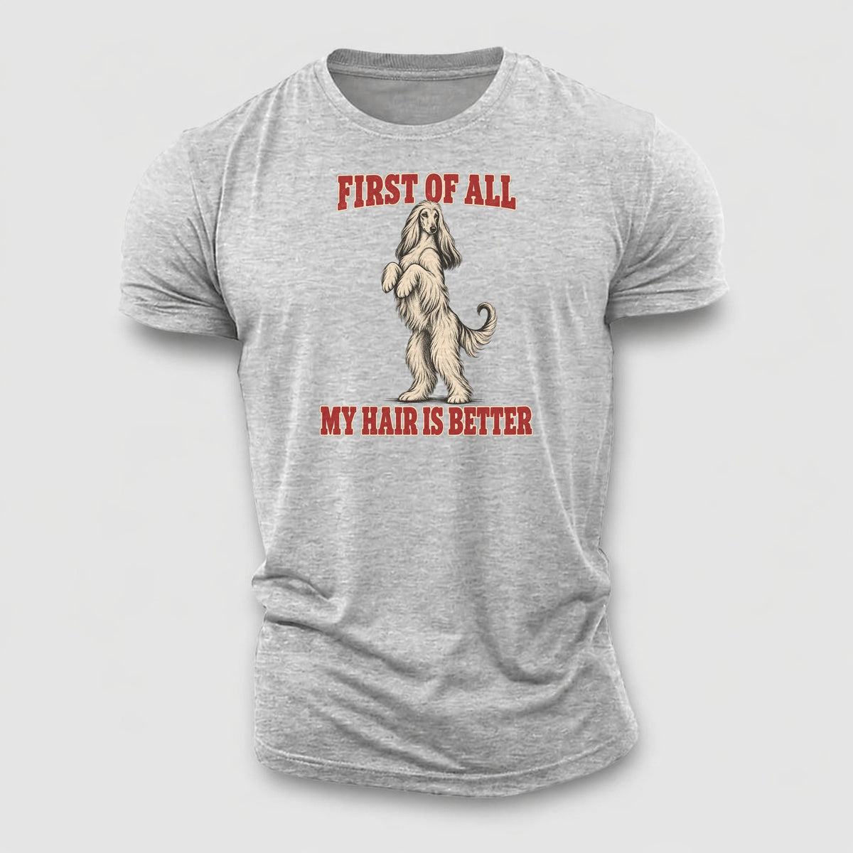 Afghan Hound Dog Declarations Cotton T-Shirt – Sport Grey