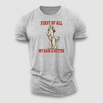 Afghan Hound Dog Declarations Cotton T-Shirt – Sport Grey