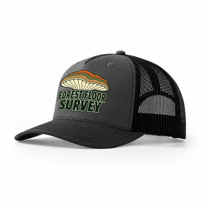 Forest Floor Survey Foraging And Mycology Trucker Hat – Dark Grey Black