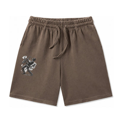Saxophonist Playing Jazz In Smoky Room Washed Shorts – Coffee