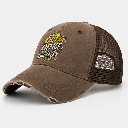 Out Of Office Forever Retired Living Washed Trucker Hat – Coffee