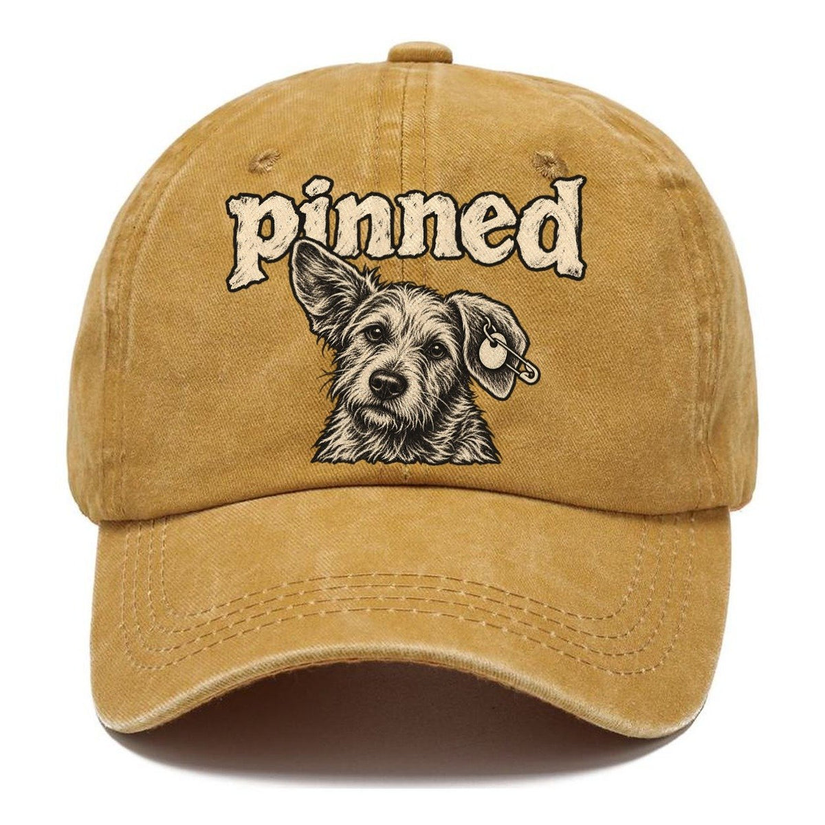 A Scruffy Dog Head With A Safety Pin Through The Ear Tag Bark For Me Classic Cap – Golden Harvest