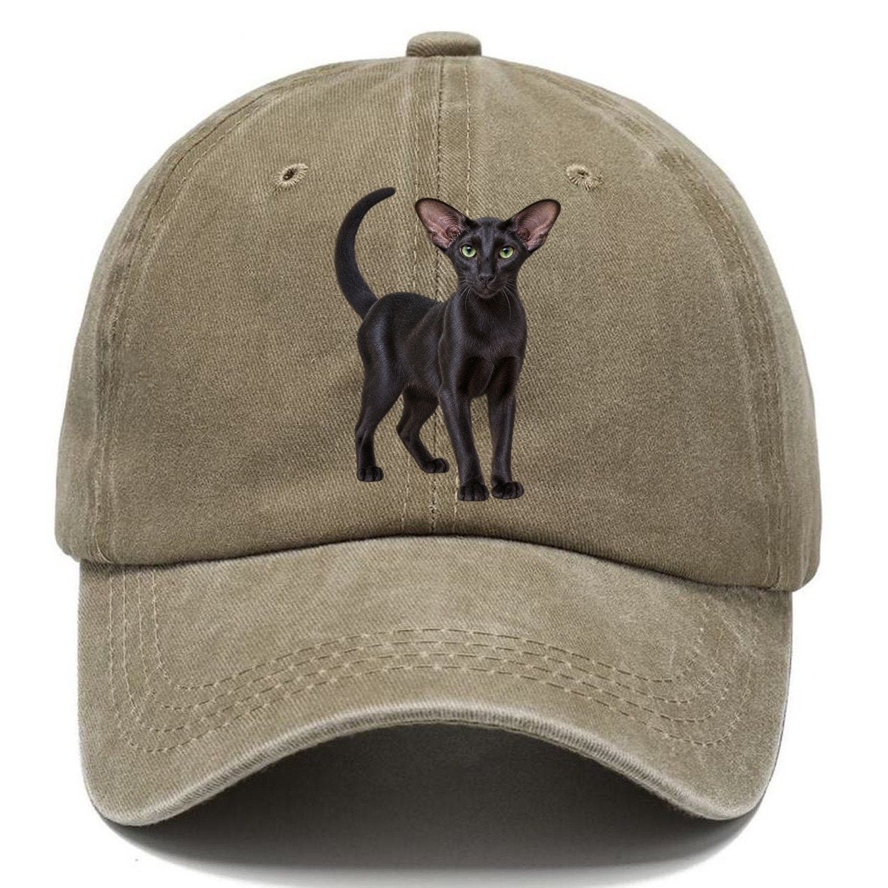 Oriental Shorthair Standing Three Quarter Realistic Cat Portrait Classic Cap – Warm Sand