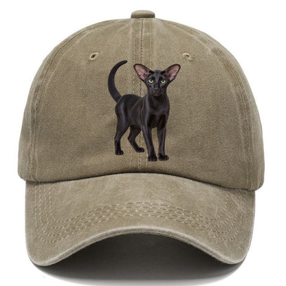 Oriental Shorthair Standing Three Quarter Realistic Cat Portrait Classic Cap – Warm Sand