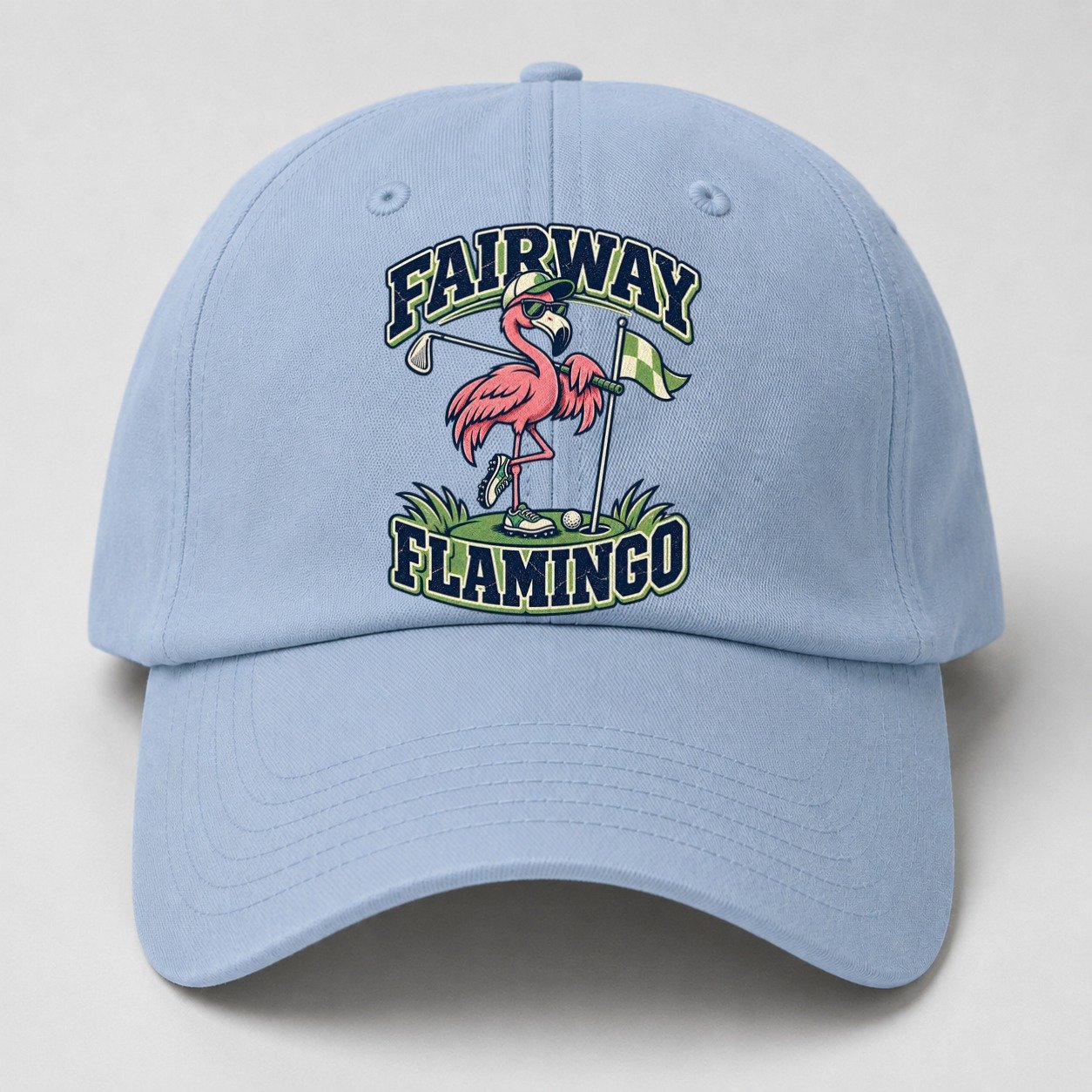 Fairway Flamingo Golf Life Baseball Cap – Light Blue