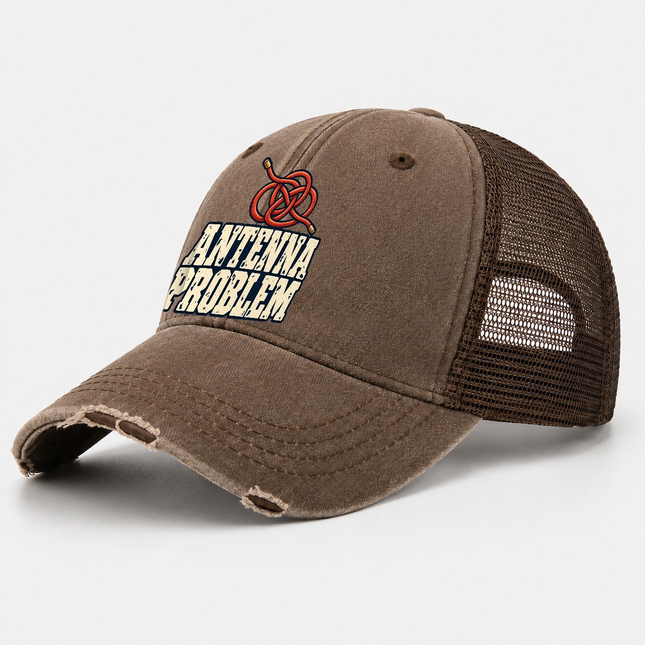 Antenna Problem Amateur Radio Washed Trucker Hat – Coffee
