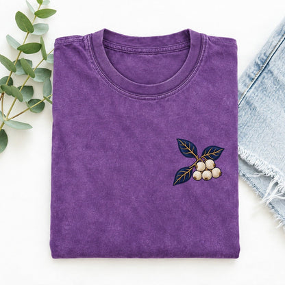 Snowberry Branch Nest Left Chest Vintage T-shirt – Purple