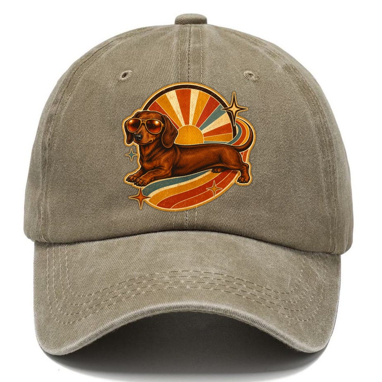 Vintage Retro Dachshund Cruiser Classic Cap – Warm Sand