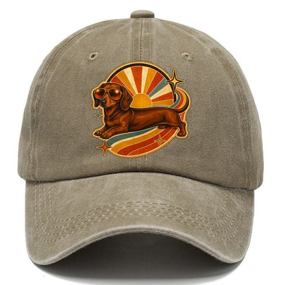 Vintage Retro Dachshund Cruiser Classic Cap – Warm Sand