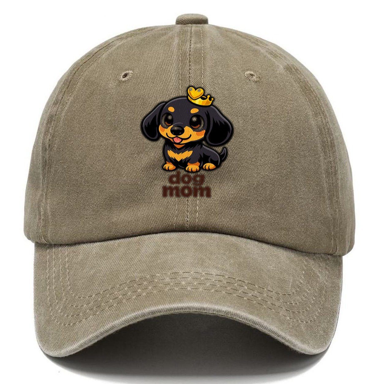 Dachshund Heart Crown Classic Cap – Warm Sand