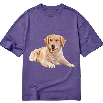 Golden Retriever Laying Dow Classic T-shirt – Purple