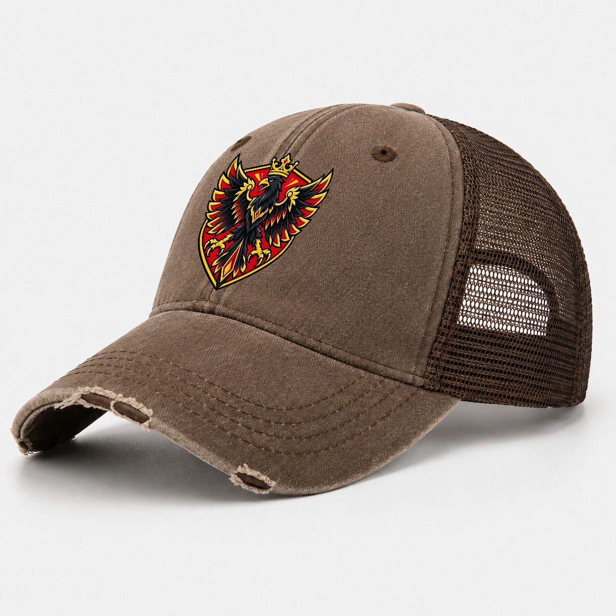 Germany Minimal Emblem Country Logos Washed Trucker Hat – Coffee