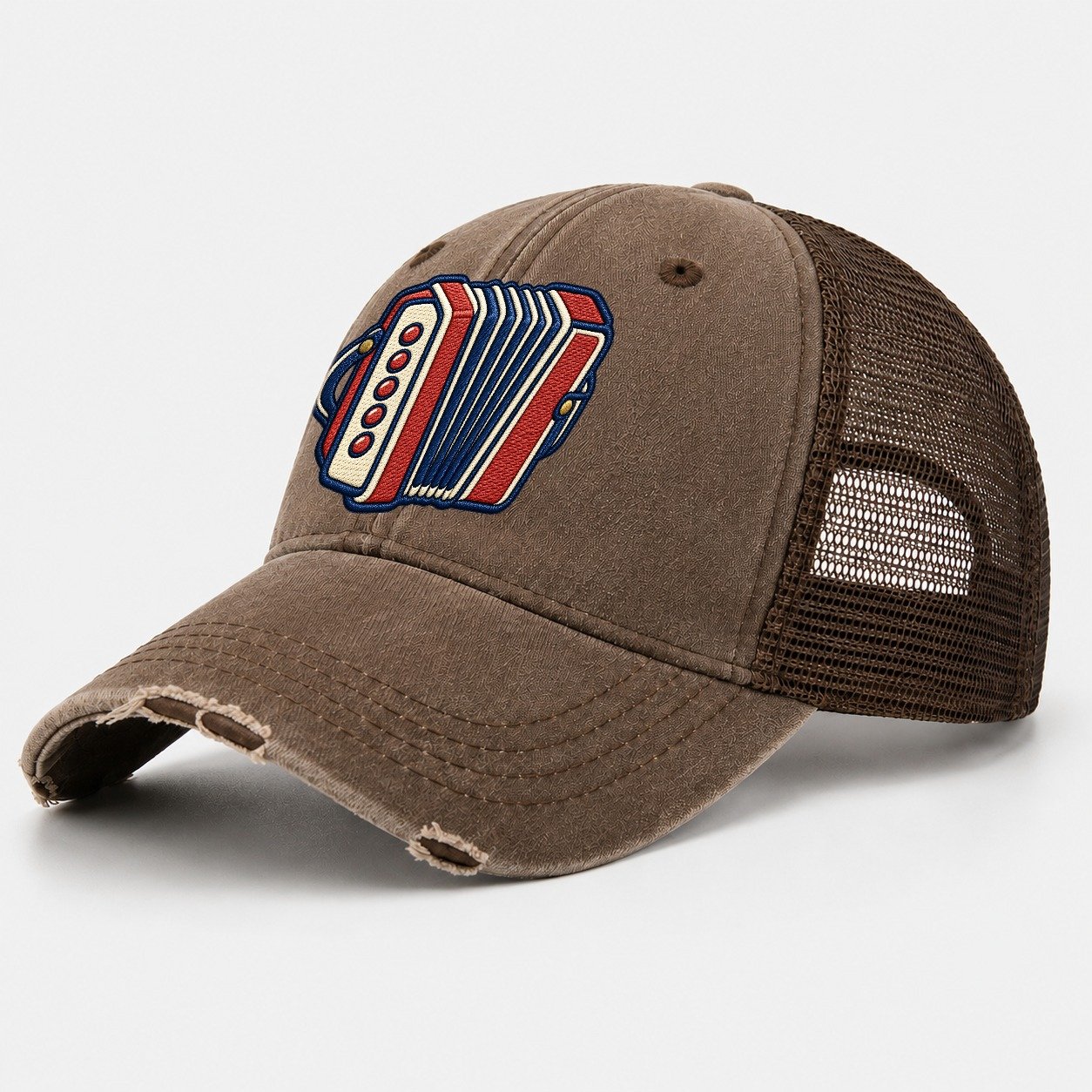 Button Accordion Tiny Solo Marks Washed Trucker Hat – Coffee