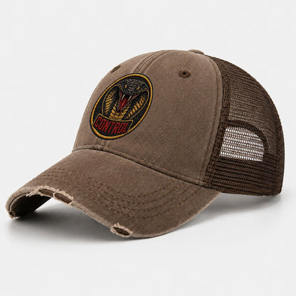Cobra Control Badge Washed Trucker Hat – Coffee