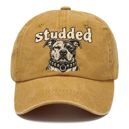 A Broad Skulled Dog Head Wearing A Heavy Studded Collar Bark For Me Classic Cap – Golden Harvest