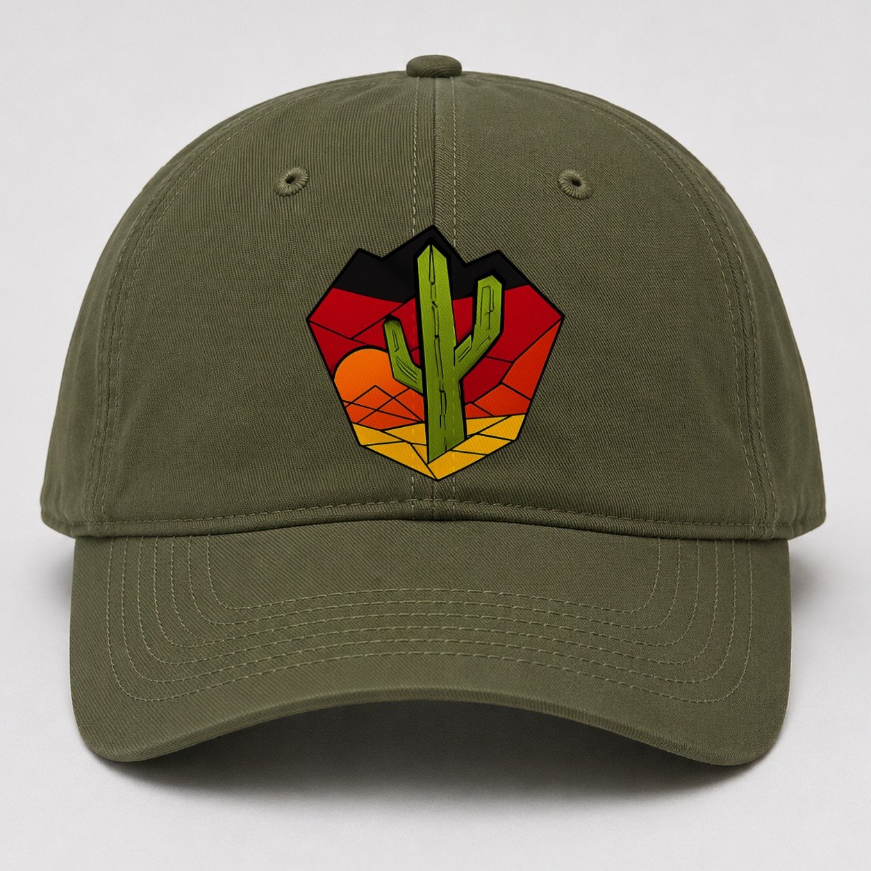 Saguaro Sunset Silhouette Baseball Cap – Army Green