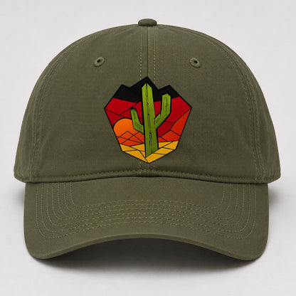Saguaro Sunset Silhouette Baseball Cap – Army Green