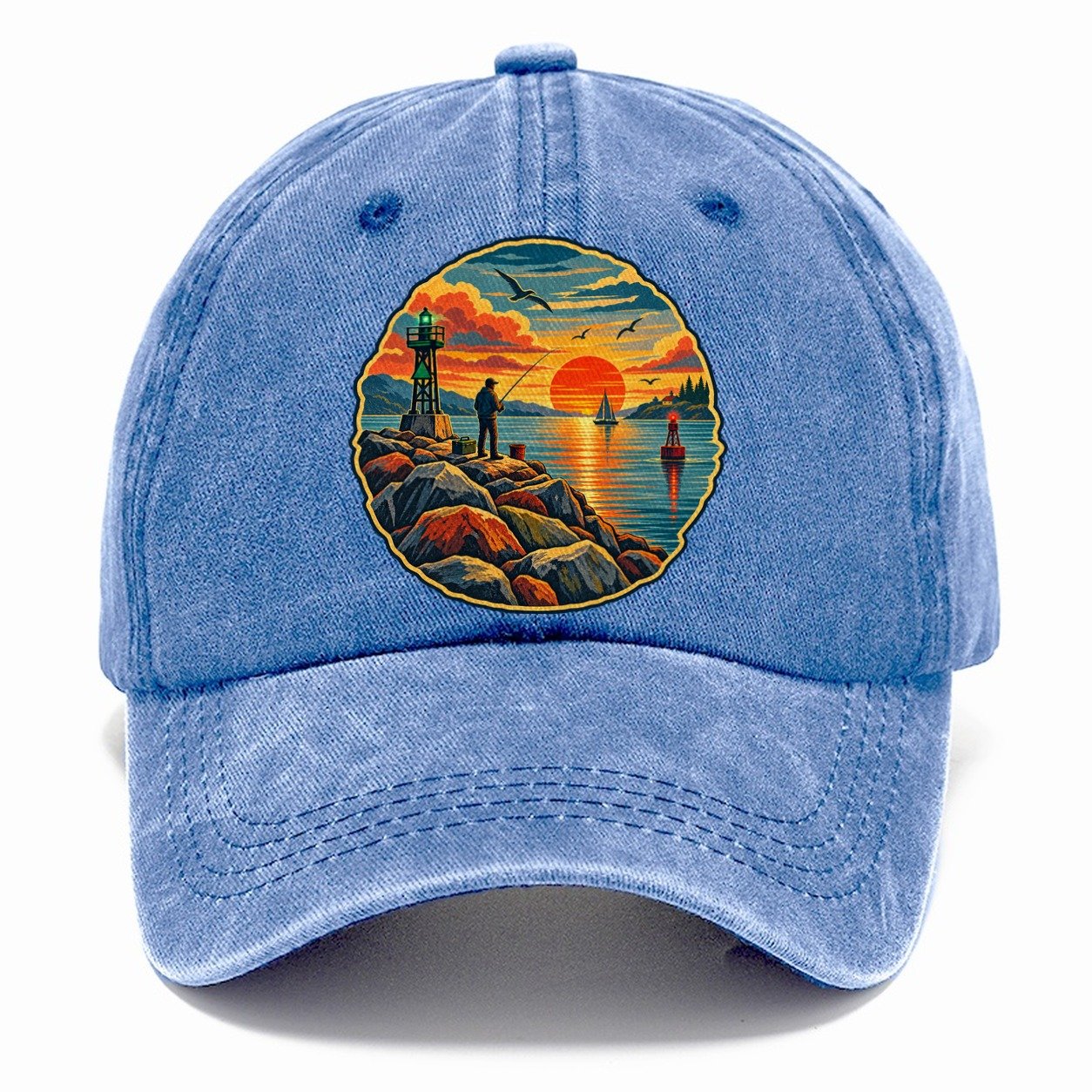 Harbor Jetty Sunset Fishing Club Classic Cap – Summer Sky