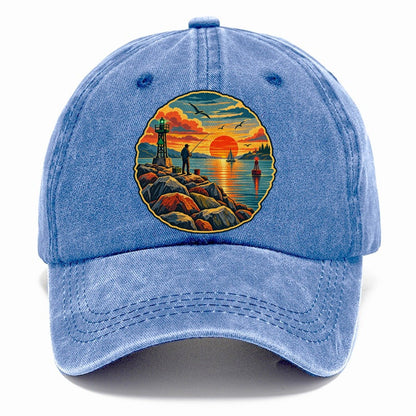 Harbor Jetty Sunset Fishing Club Classic Cap – Summer Sky