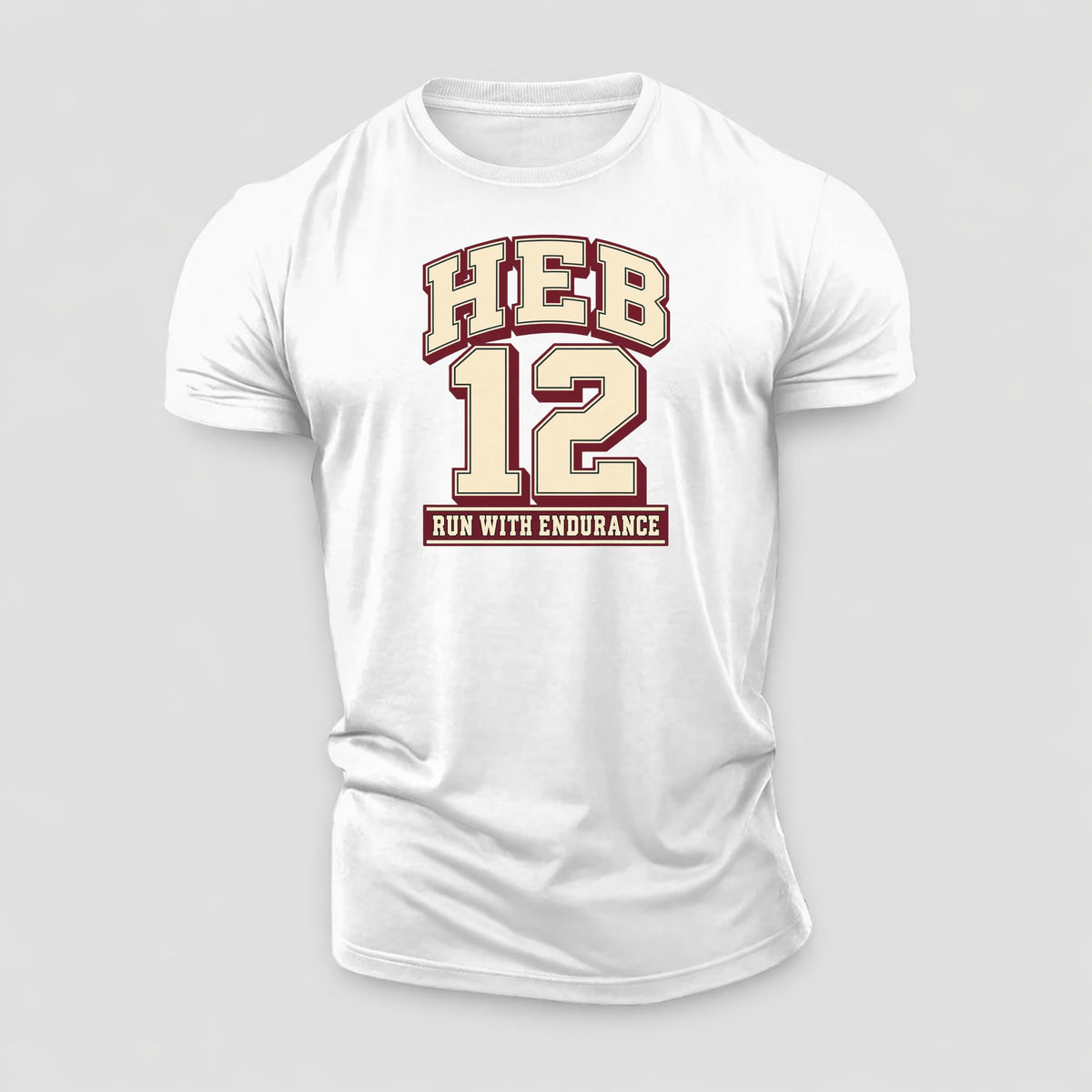Hebrews 12 Varsity Chapel Varsity Cotton T-Shirt – White