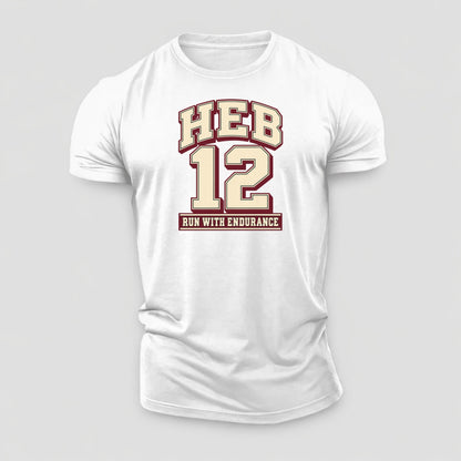Hebrews 12 Varsity Chapel Varsity Cotton T-Shirt – White
