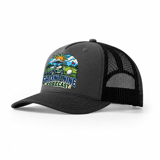 Front Nine Forecast Golf Life Trucker Hat – Dark Grey Black