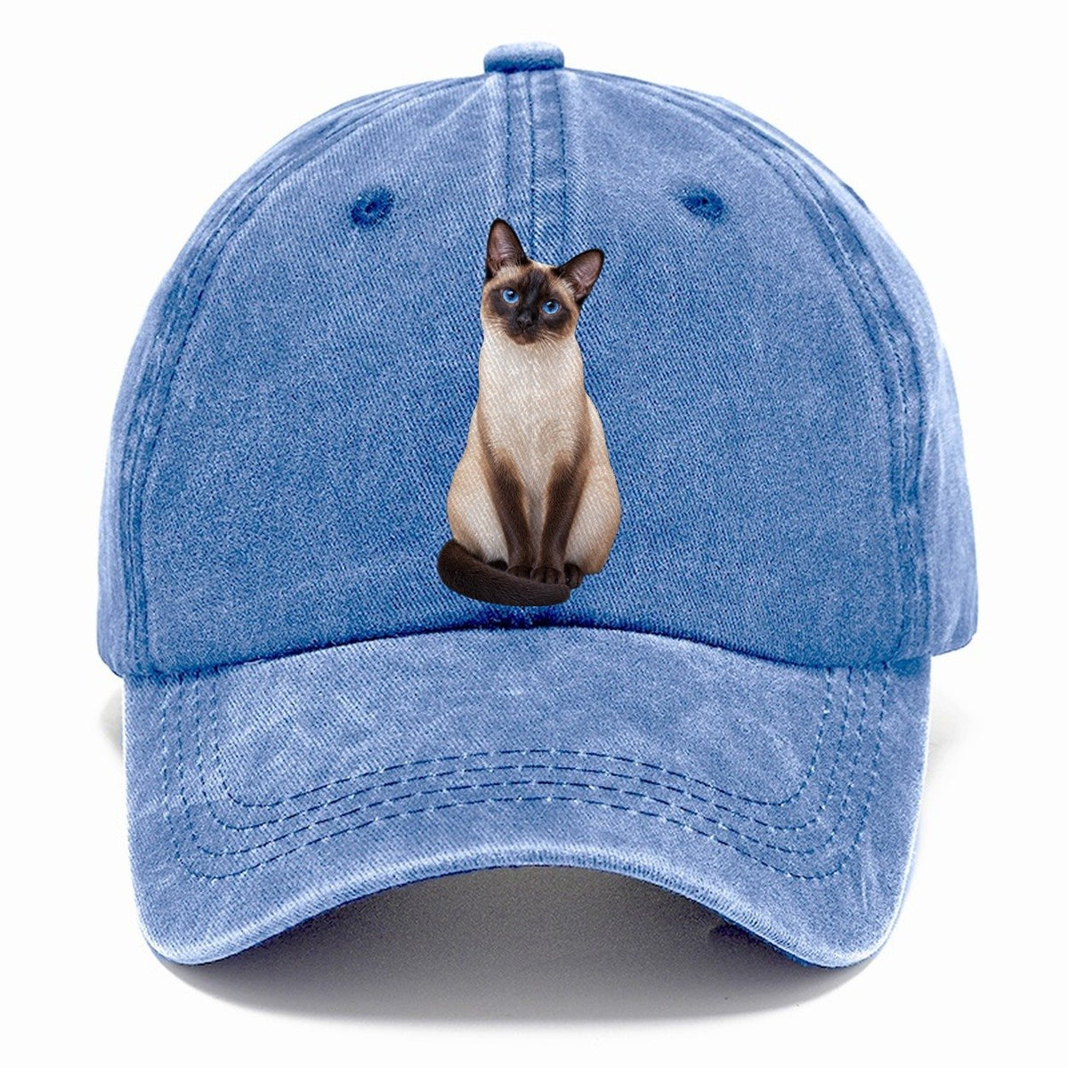 Siamese Seated Portrait Realistic Cat Portrait Classic Cap – Summer Sky