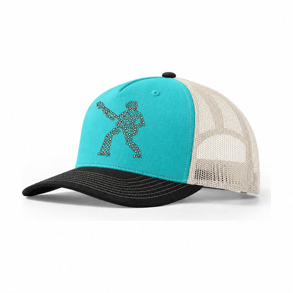 Bass Groove Player Trucker Hat – Aqua Black White