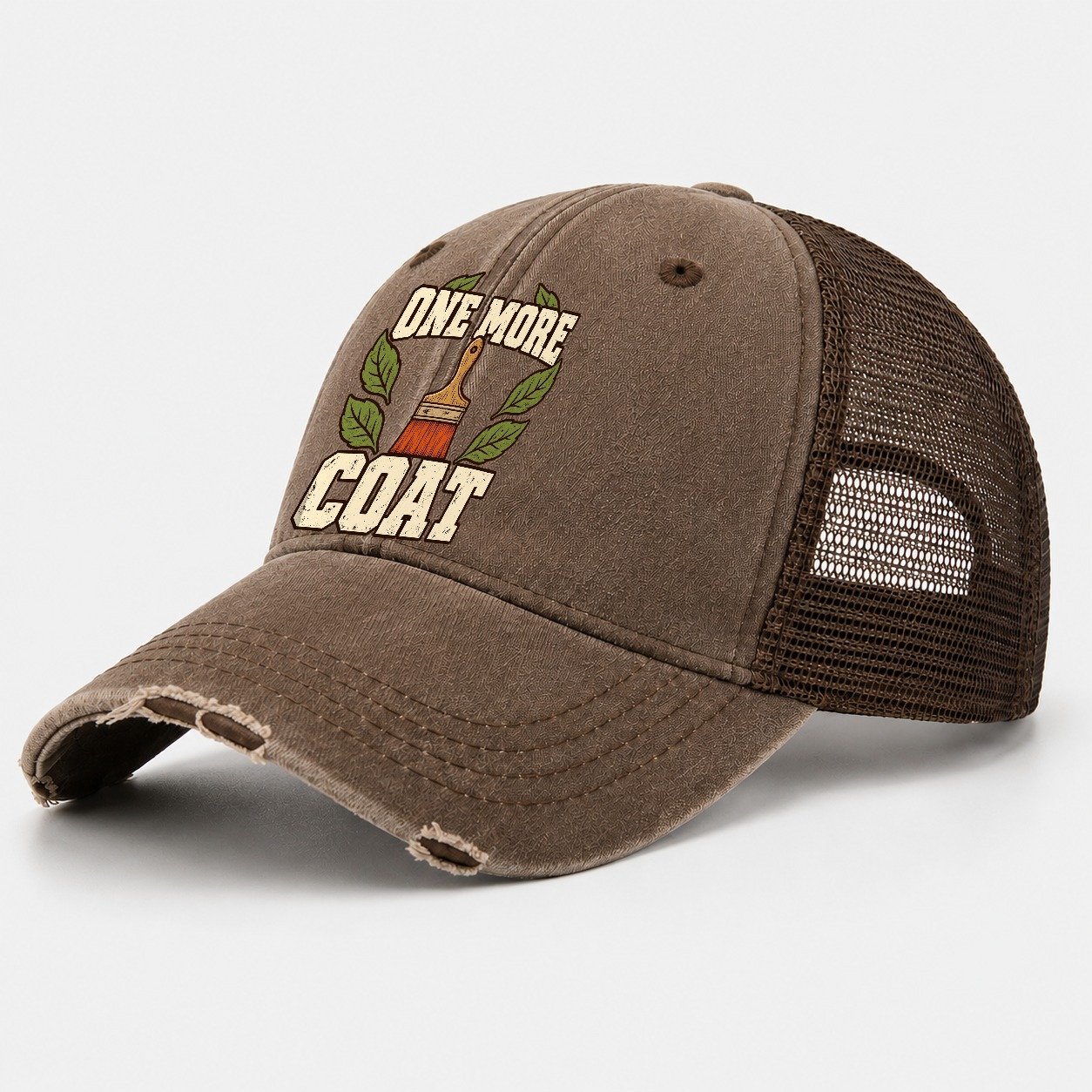 One More Coat Woodworking Washed Trucker Hat – Coffee