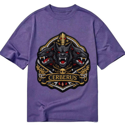 Embroidered Patch Design Cerberus Three Heads Triple Hound I Classic T-shirt – Purple