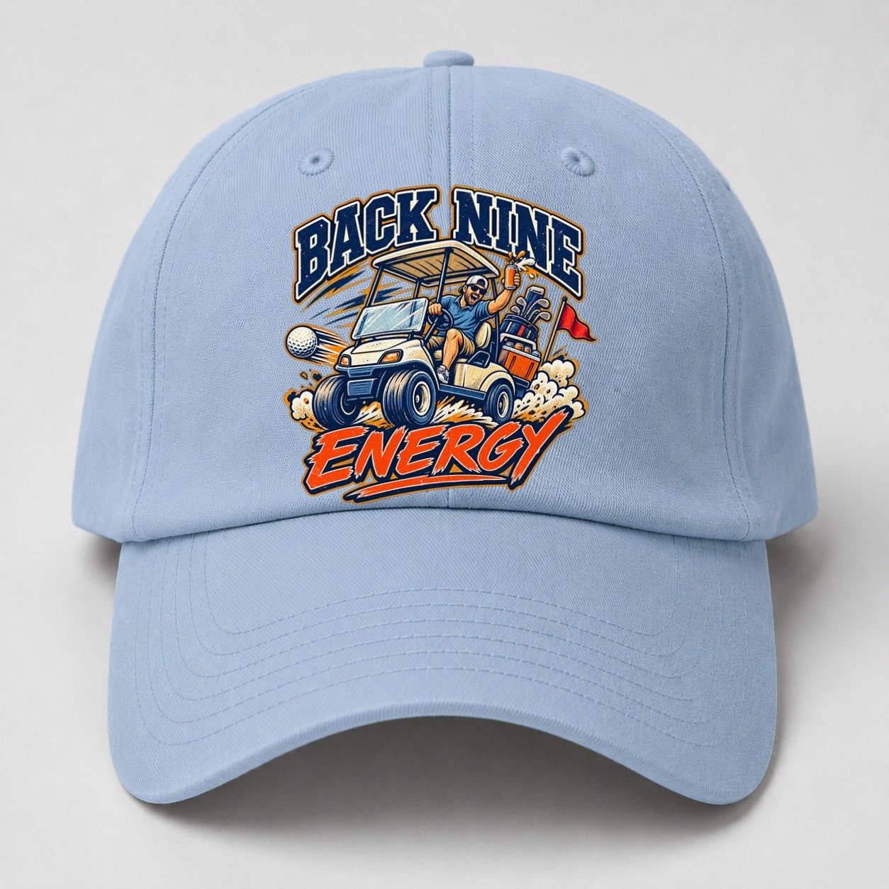 Back Nine Energy Golf Life Baseball Cap – Light Blue