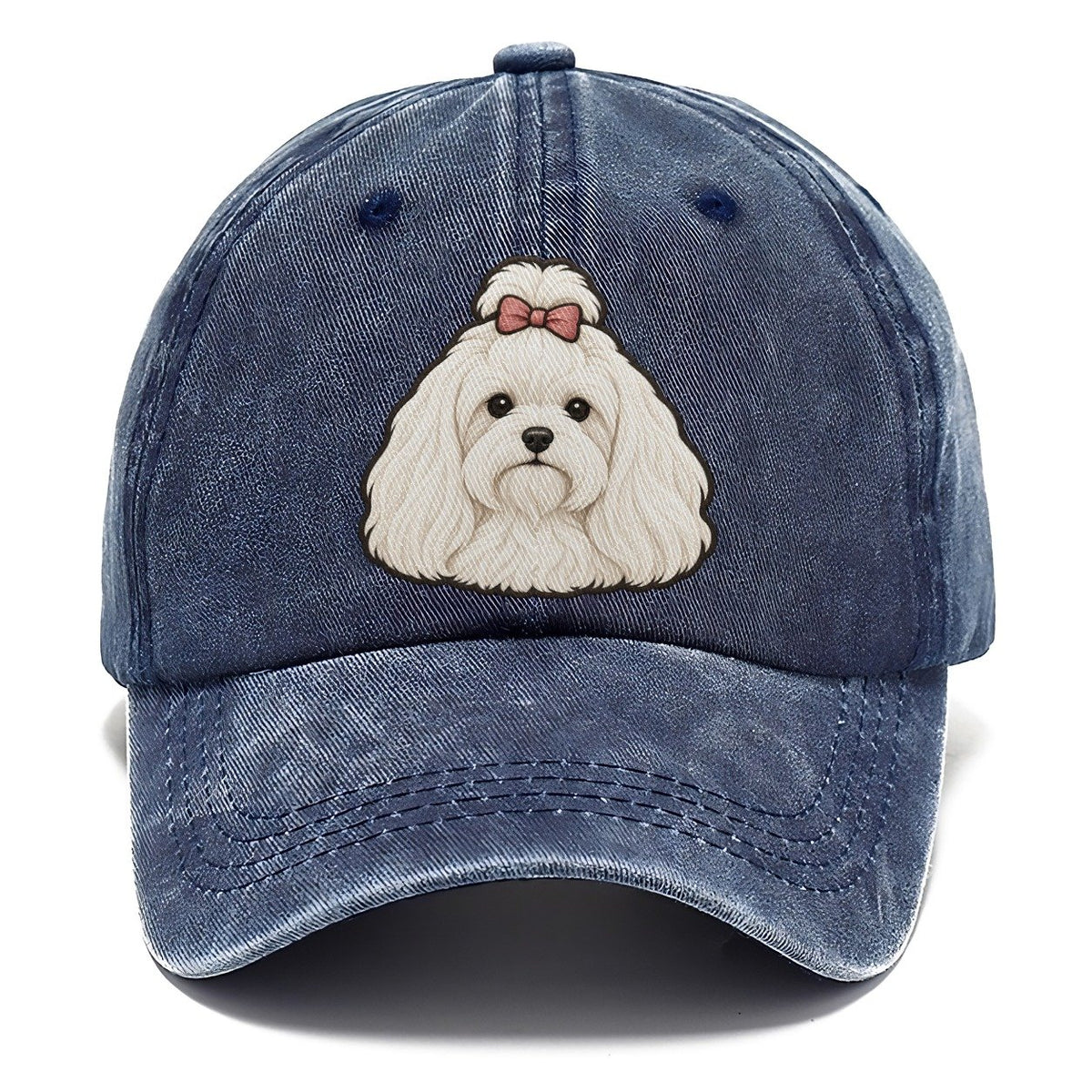 Maltese Topknot Bow Fan Favorites Classic Cap – Twilight Navy