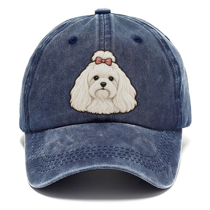 Maltese Topknot Bow Fan Favorites Classic Cap – Twilight Navy