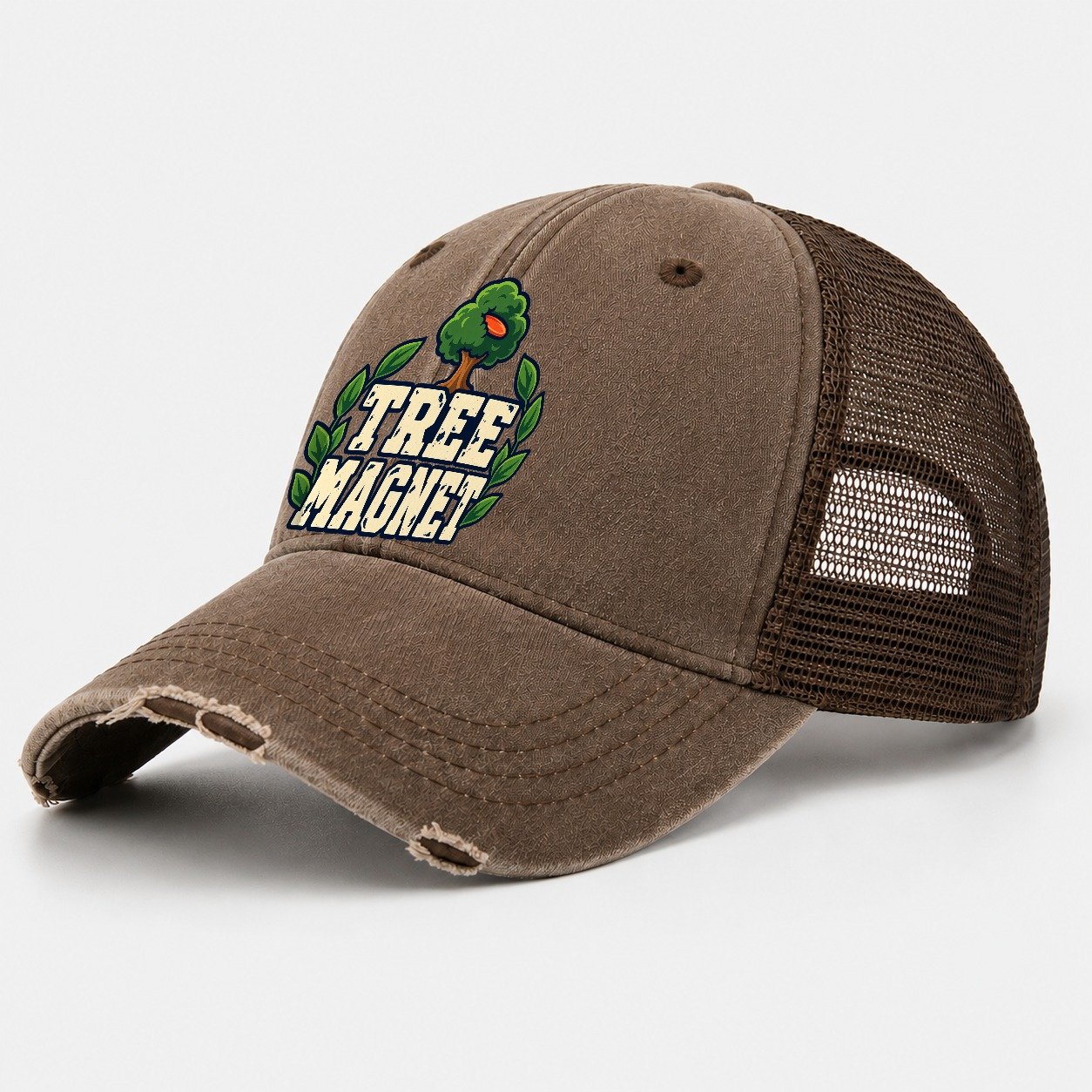 Tree Magnet Disc Golf Washed Trucker Hat – Coffee