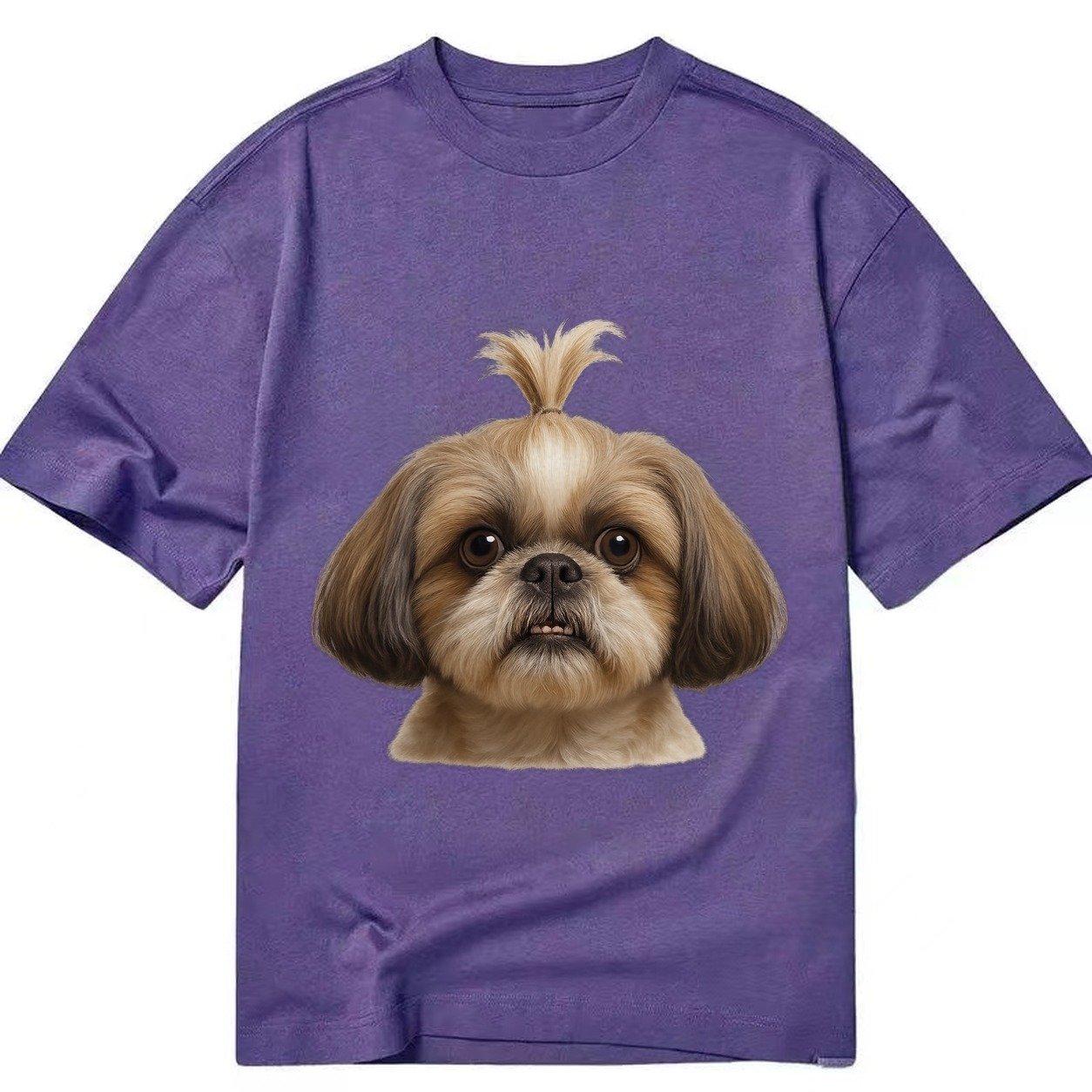 Shih Tzu Underbite Large Eyes Hair In Topknot Imperial Beari Classic T-shirt – Purple