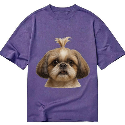 Shih Tzu Underbite Large Eyes Hair In Topknot Imperial Beari Classic T-shirt – Purple