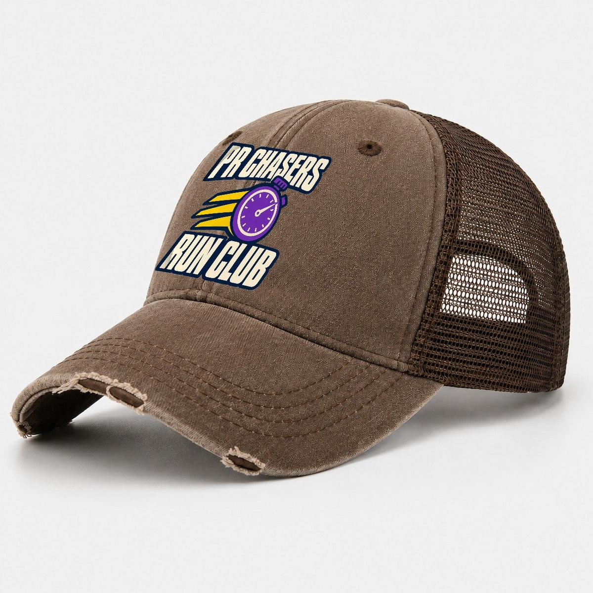 Pr Chasers Run Club 90S Running Clubs Washed Trucker Hat – Coffee
