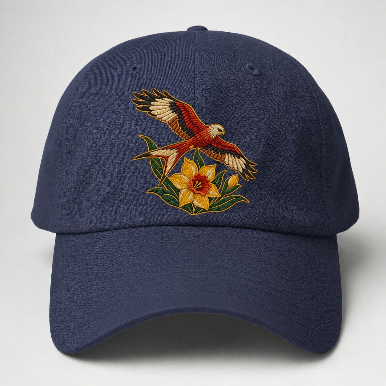 Welsh Daffodil And Red Kite Uk Culture Heritage Baseball Cap – Twilight Navy