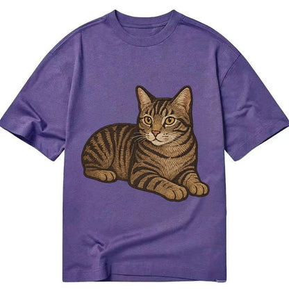 Manx Tailless Round Rump Relaxed Lying Down With Head Up Emb Classic T-shirt – Purple