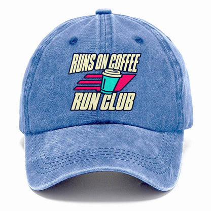 Runs On Coffee Run Club 90S Running Clubs Classic Cap – Summer Sky