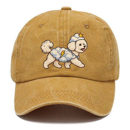 One Bichon Frise In Halloween Costume Cloud Costume With Cotton Puff Texture And A Tiny Lightning Bolt Halloween Dog Parade Classic Cap – Golden Harvest