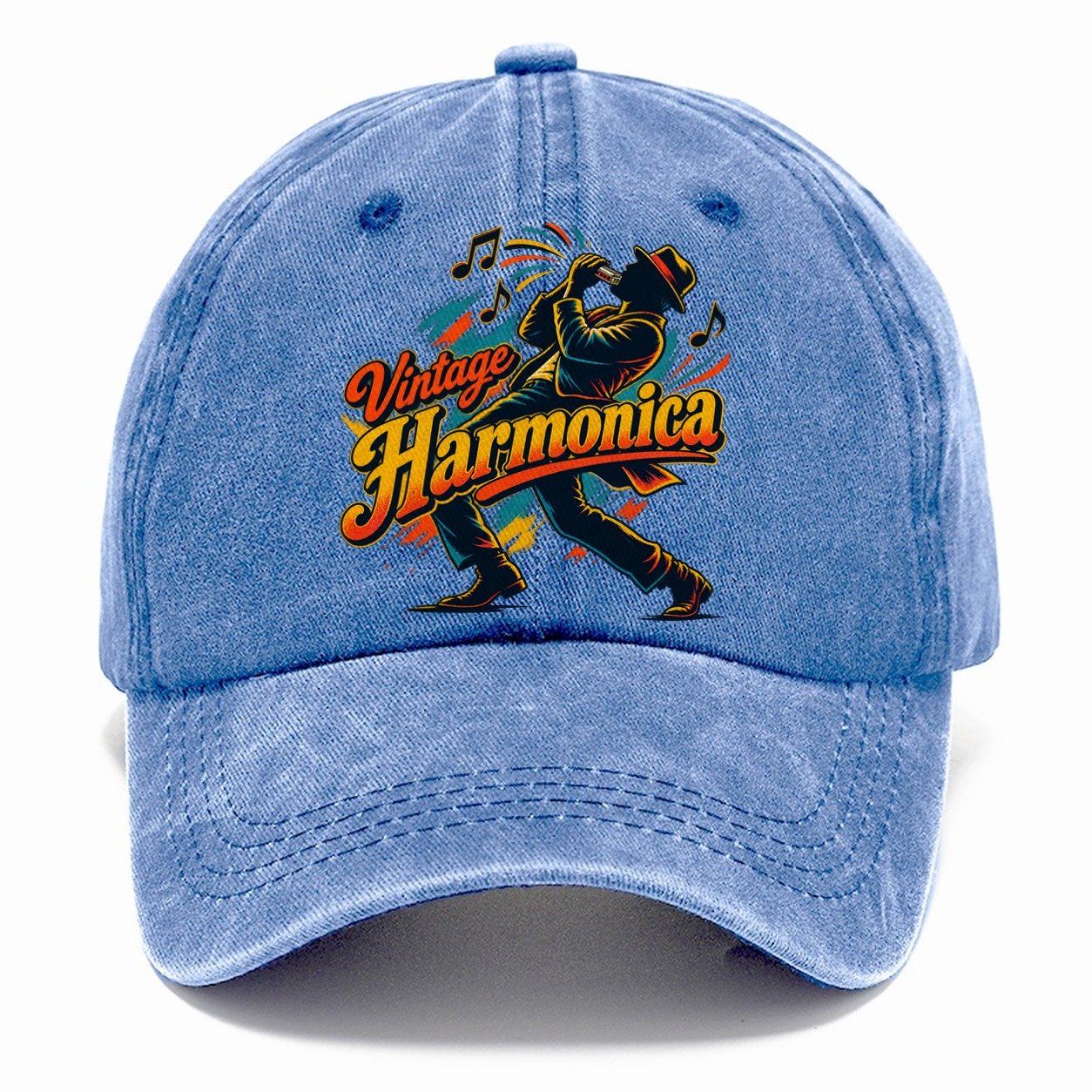 Vintage Harmonica Music Instruments Classic Cap – Summer Sky