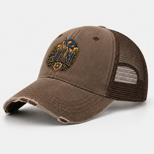 Jlm Monogram Jerusalem Washed Trucker Hat – Coffee