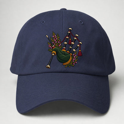 Scottish Bagpipes And Heather Uk Culture Heritage Baseball Cap – Twilight Navy